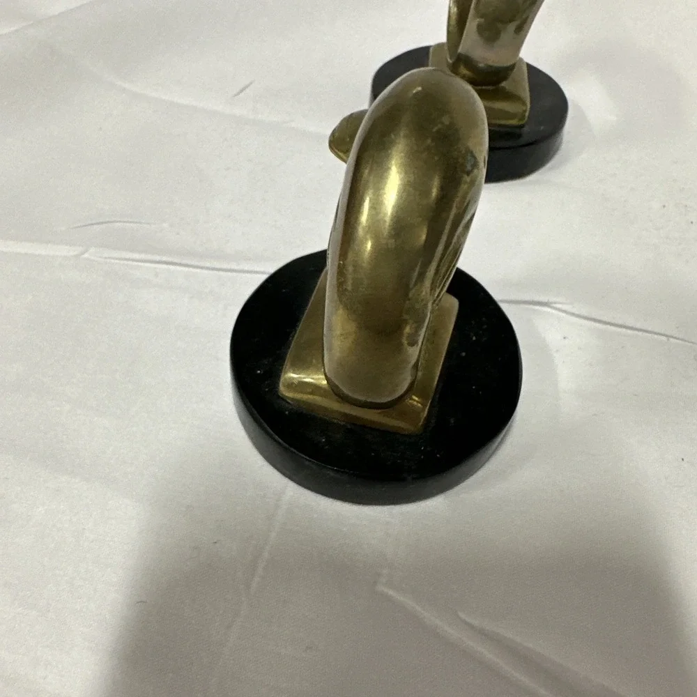 Vintage Brass Dolphin on‎ Wave Figurine Marble Base Paperweight Ocean Decor (3)